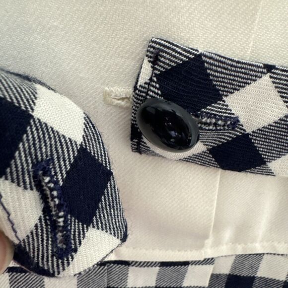 Vintage Dress Two Tones Button Up Plaid Solid Cream Blue Size S - Picture 13 of 16